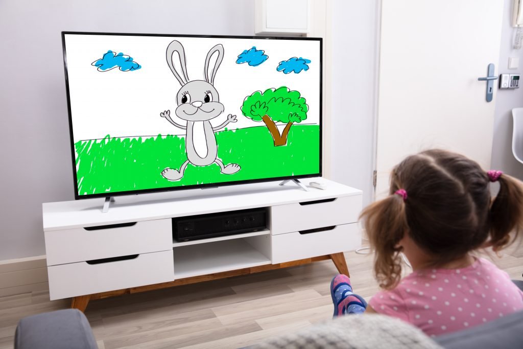 girl watching TV